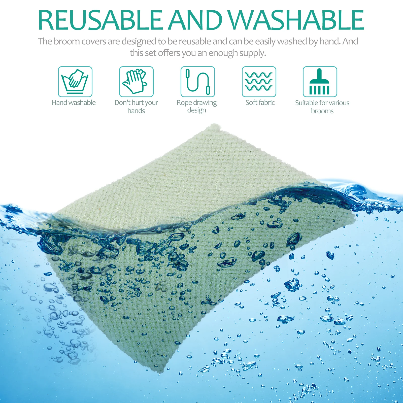 

3Pcs Broom Cleaning Covers Floor Mop Cloths Washable Dust Sweepers Multi Functional Cleaning Tools Household Use