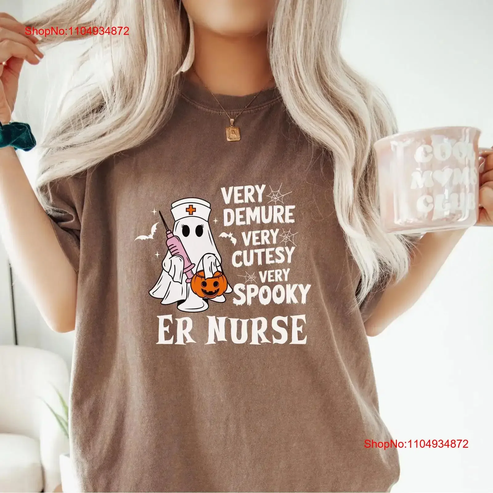 

Emergency Department Halloween T Shirt Demure Er Nurse vintage Washed streetwear Versatile homme Unisex Comfortable fashion