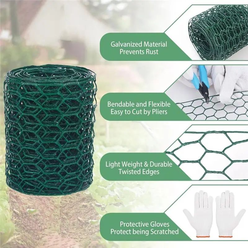 ABGH-Chicken Wire Fence For Poultry, Floral Chicken Wire For Craft, 4 X 118 Inch Galvanized Hexagonal Chicken Wire Netting