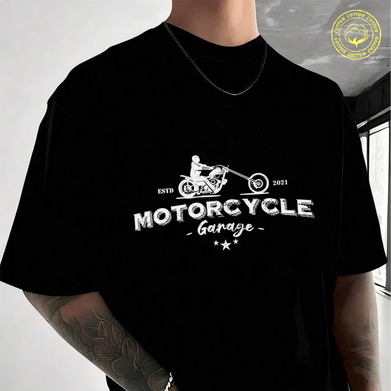 

Men's Moto T-Shirt Biker On A Motorcycle Fashion Casual Street Style Suitable For Travel And Sports Tee