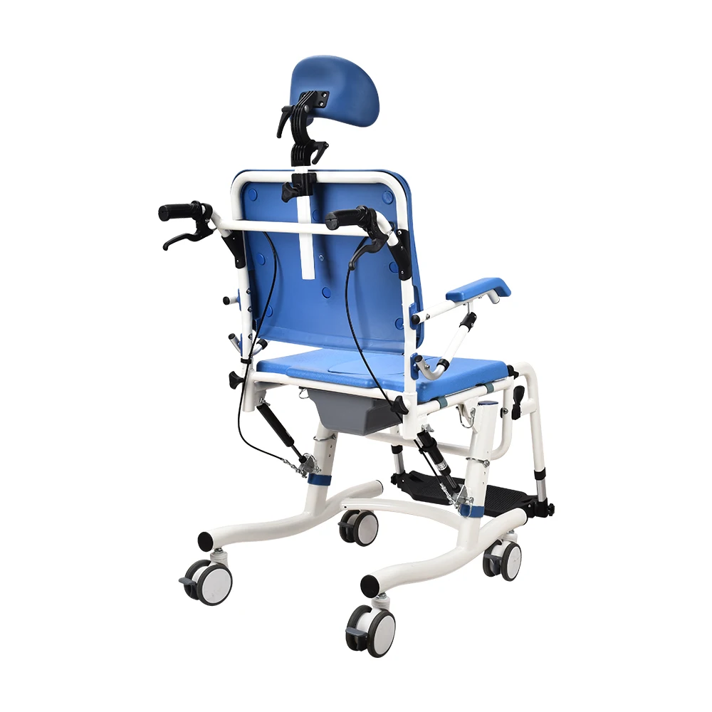 3 في 1 كرسي متحرك محمول للاستلقاء كرسي نقل المريض يرفع كرسي استحمام قابل للتعديل كبار الكبار والمعاقين #4
