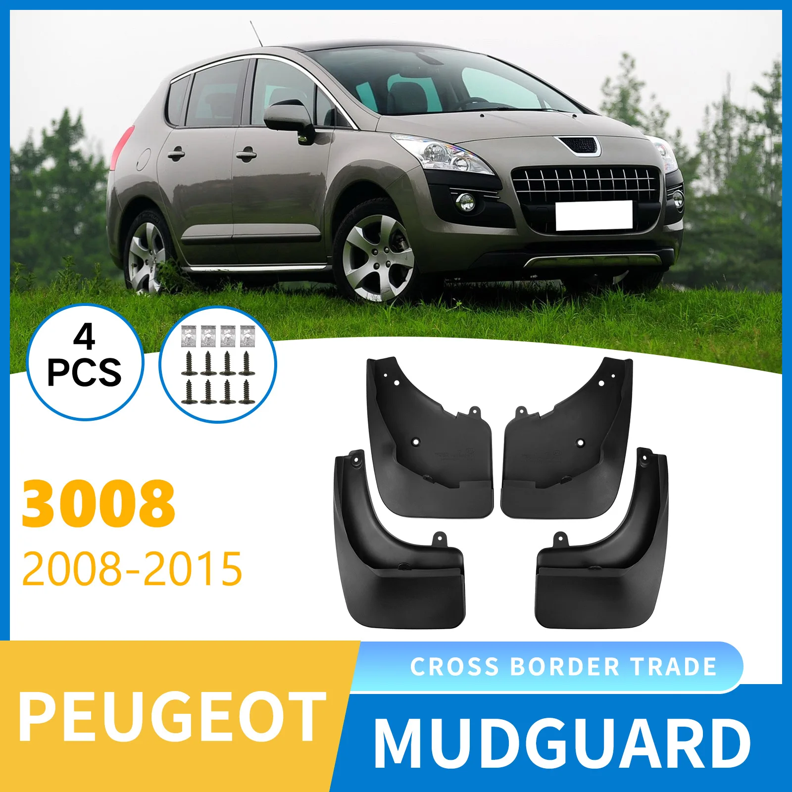 

Mudguard For Peugeot 3008 2008-2015 car tire mudguard skin,Mudflaps Front Rear Flares Splash Guards Cover Car Accessorie