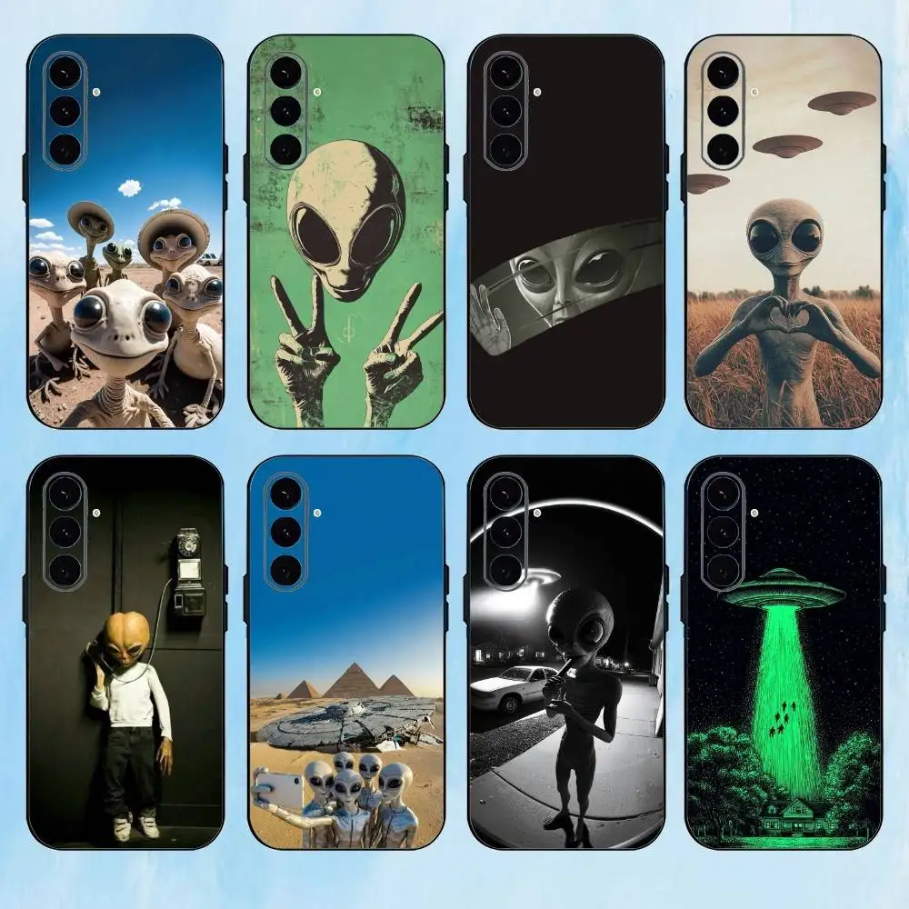 

Funny S-Space UFO Alien Thing Phone Case For Samsung Galaxy A73,A72,A71,A70,A53,A52,A51,Others Soft Black Cover