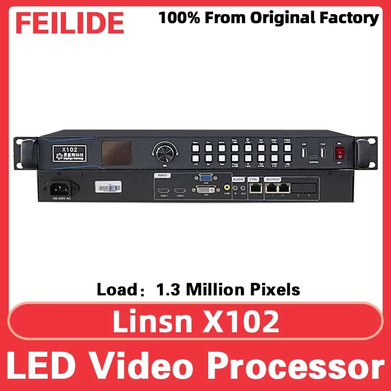 

Видеопроцессор Linsn X102 HDMI DVI VGA CV Вход 11 В-220 В переменного тока Напряжение «все в одном» Контроллер светодиодного дисплея с отправляющей картой Linsn