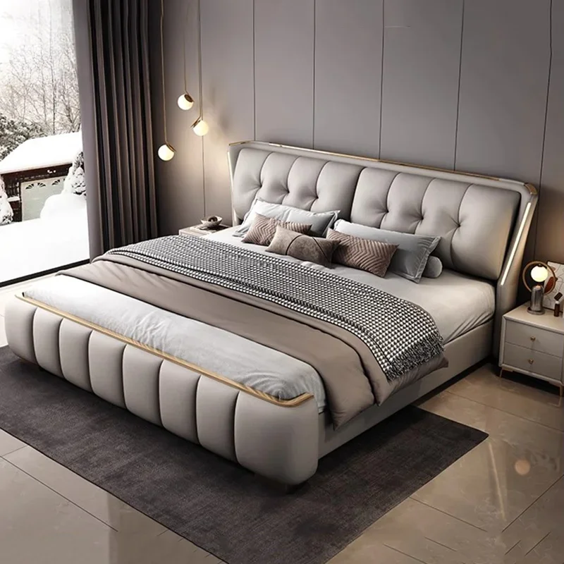 

Storage Bedroom Bed Queen Sized Luxury Nightstands Organizer Bed Headboard Fancy Camas De Matrimonio Dormitorio Home Furniture