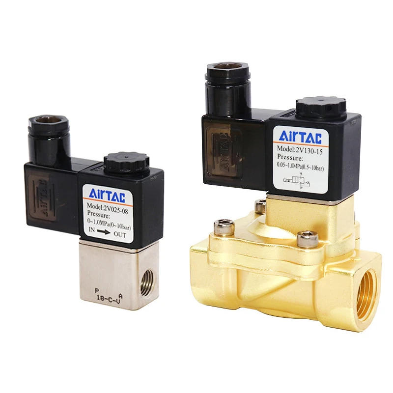 Original AirTAC Pneumatic  Solenoid Valve 2V025-06/08 2V250-20 2V130-10/15 Fluid Air Directional Control Valve DC24V AC220