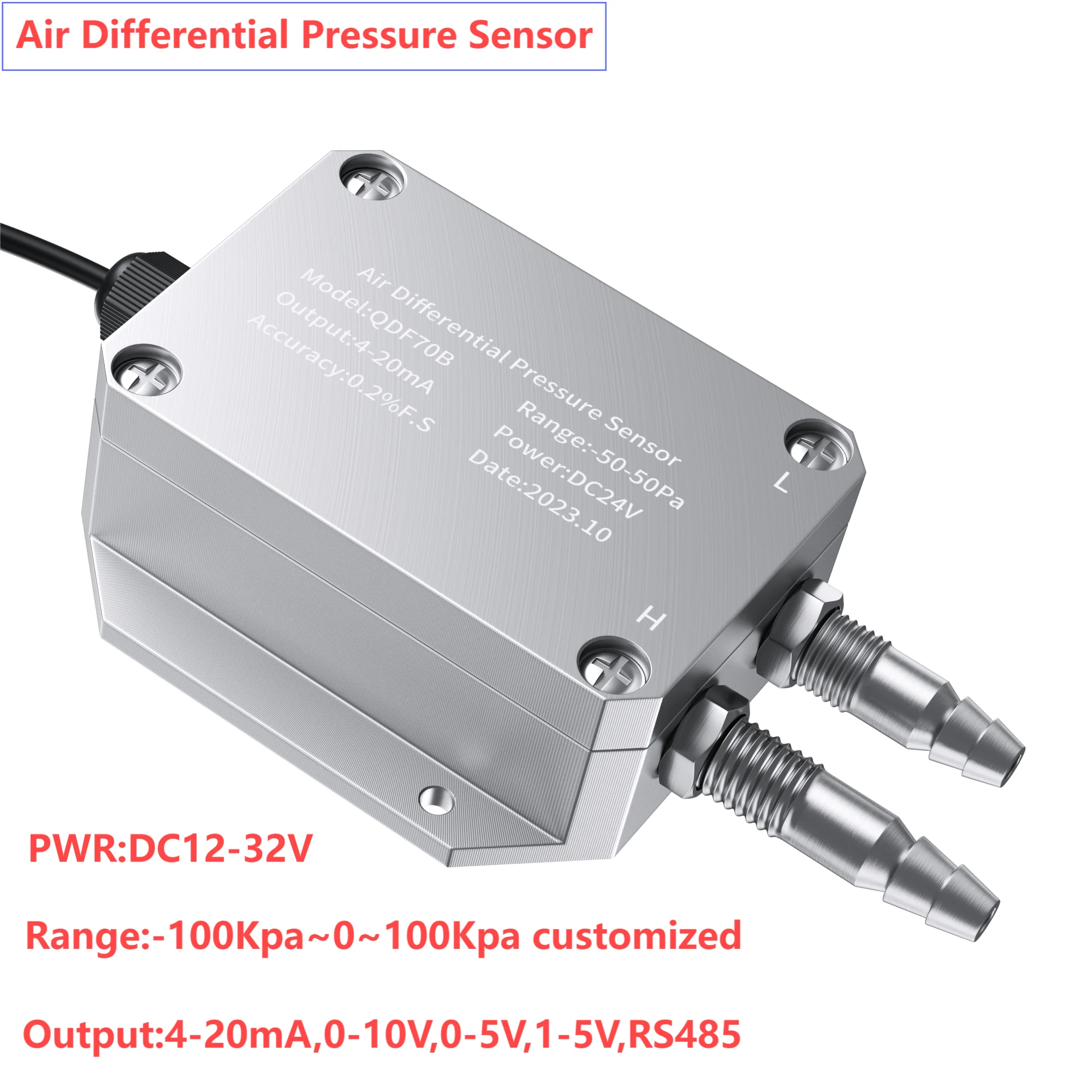 

4-20mA Differential Pressure Transmitter 0-10V 0-5V 1-5V RS485 Wind Pressure Sensor 0-1Kpa 50Pa 100Pa 500Pa -50Pa Air Pressure