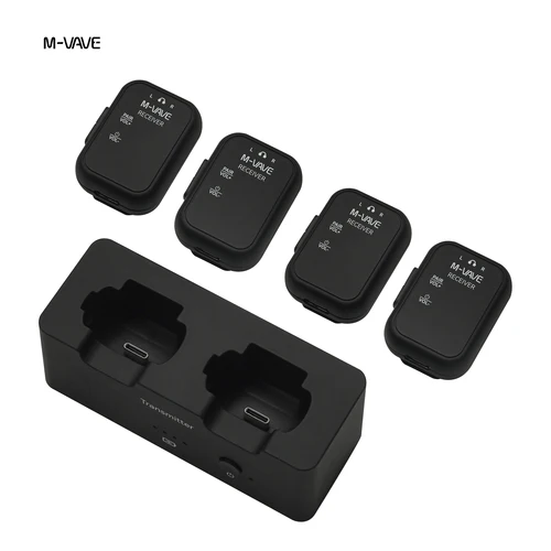 Imagen 2 del producto M-VAVE WP-12 2,4G sistema de Monitor de auriculares inalámbricos transmisor recargable 4 receptores con botón de volumen compatible con función de silencio