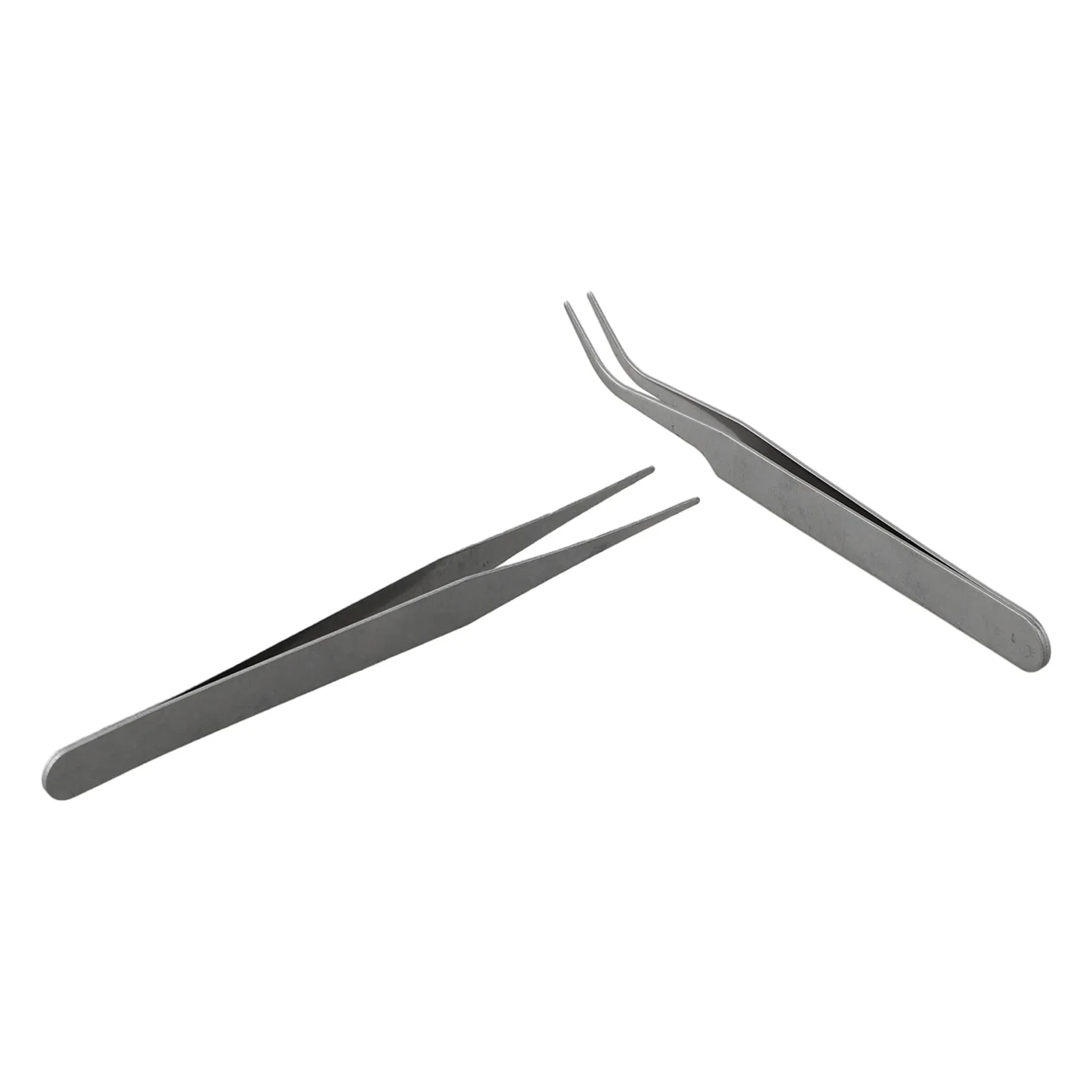 2pcs Stainless Steel Mini Tweezers With Curved/Straight Tips Anti-corrosion Dismantling Repair Tool Sewing Accessories Tools