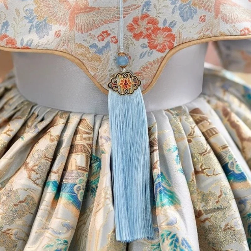 2025 Abito da primo compleanno in stile cinese per ragazze, festa di battesimo per bambini, abito da celebrazione, ricamo, abito da principessa elegante