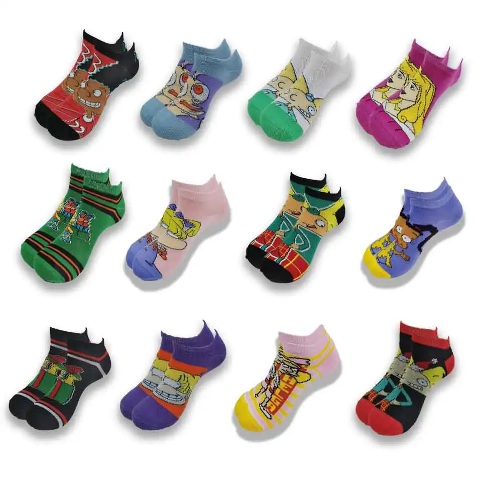 

Fashion Cartoon Print Invisible Short Socks Happy Funny Street Socks Men Women Korean Style Novelty Ankle Socks