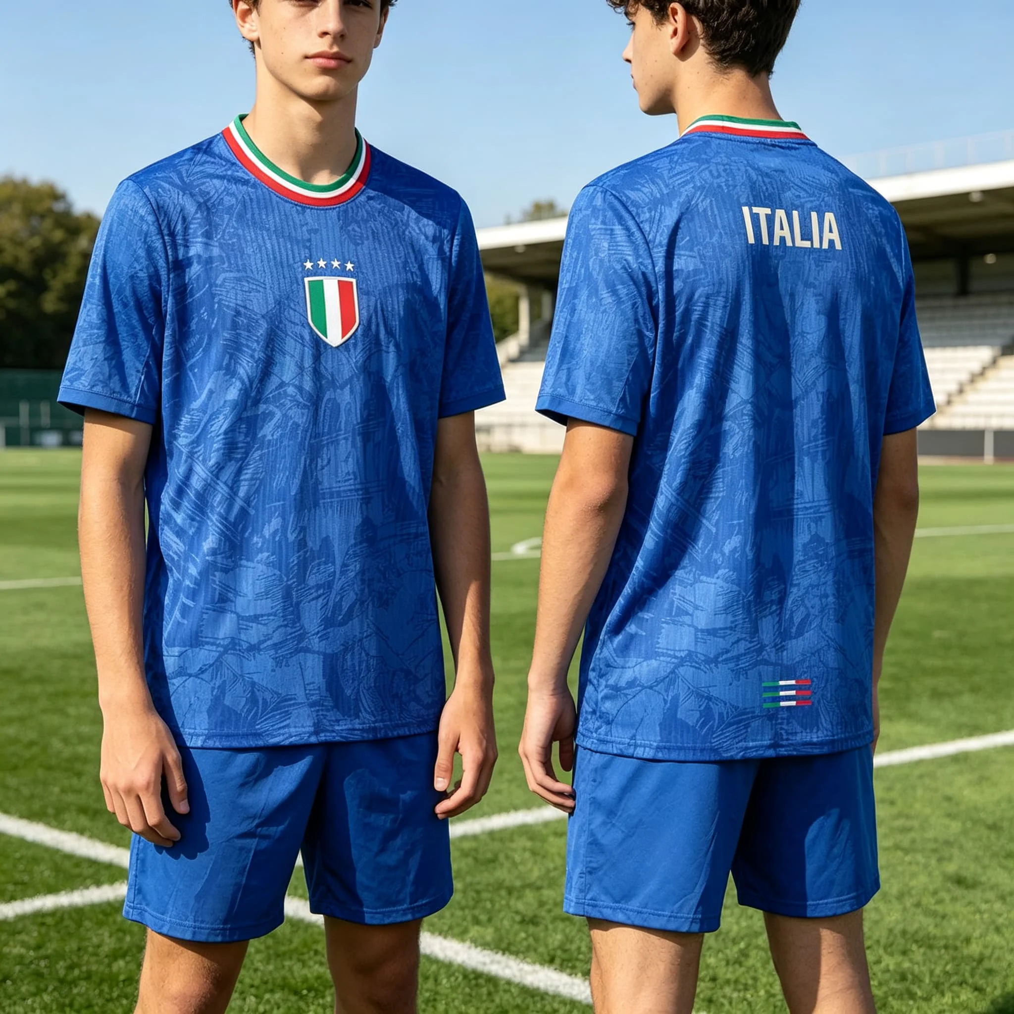 Italien Team Konzept Fußball Fan Version Trainingstrikot Damen T-Shirt Unisex Tee Top Kurzarm Schnelltrocknend Herren T-Shirt – Detail 3