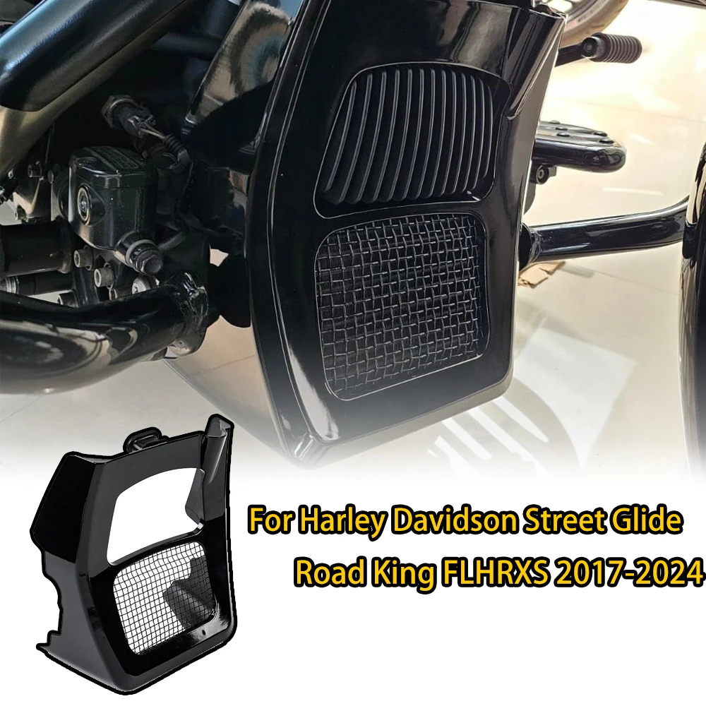 

For Harley Road King Electra Street Glide FLHR FLTRX 17-2024 Glossy Black Motorcycle Fairing Front Spoilers Radiator Chin Cover