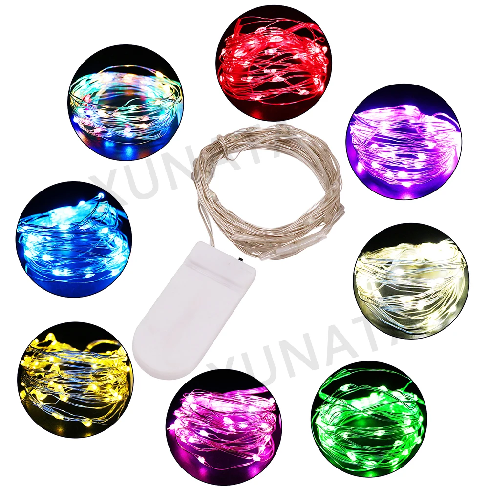 DC 3V Led Fairy Lights Silver Wire Waterproof LED String with Switch for Wedding Christmas Party Garden Bedroom Home Decoration