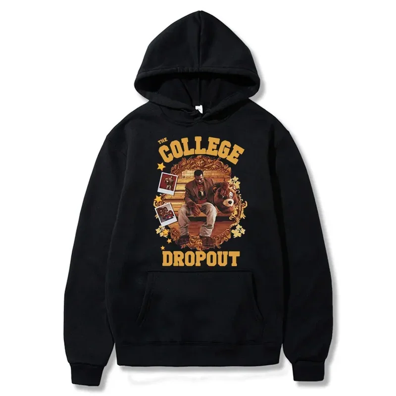 College Dropout Hoodie Kanye West Music Album Printed Sweatshirts Casual Oversized Hoodie Hip Hop Streetwear Men's Clothing