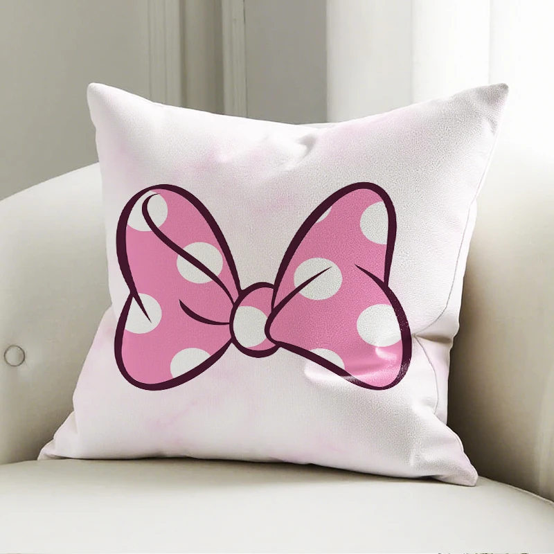 

Disney Minnie Mouse Bow Pillow Case Soft Cushion Cover for Sofa Bedroom Disney Decor Throw Pillowcase