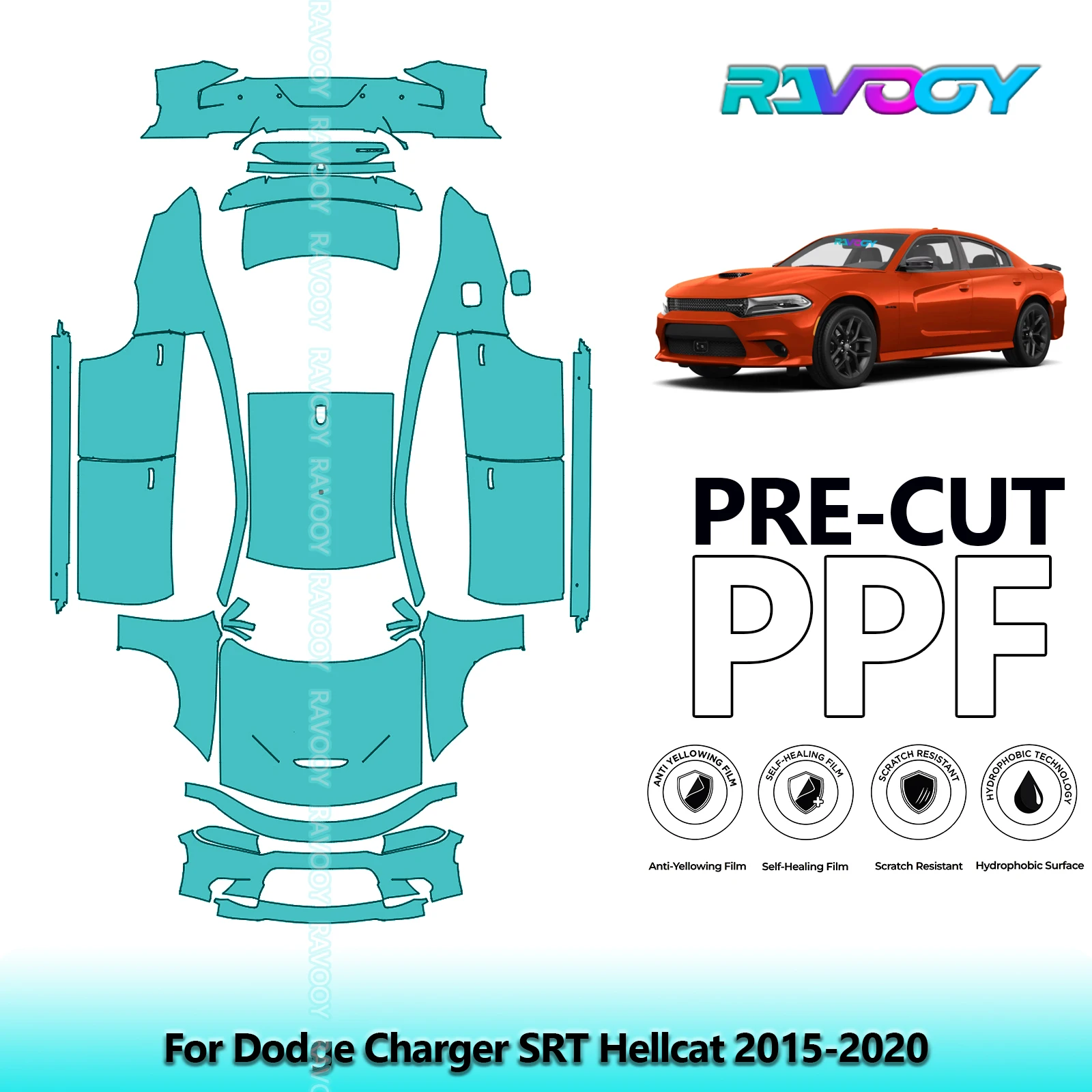 

Car Precut PPF Paint Protection Film Full Vehicle For Dodge Charger SRT Hellcat 2015-2020