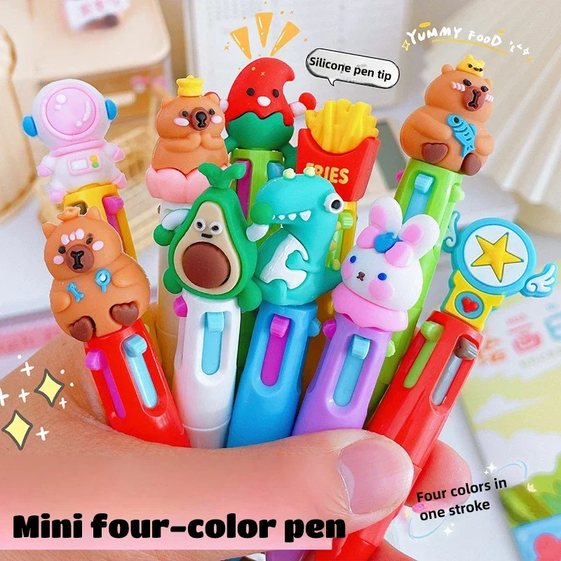 

22Pcs/Lot Cute kawaii Cartoon Mini 4 Colors Ballpoint Pen Creative Multi-color Writing Pens For Kids School Office Stationery