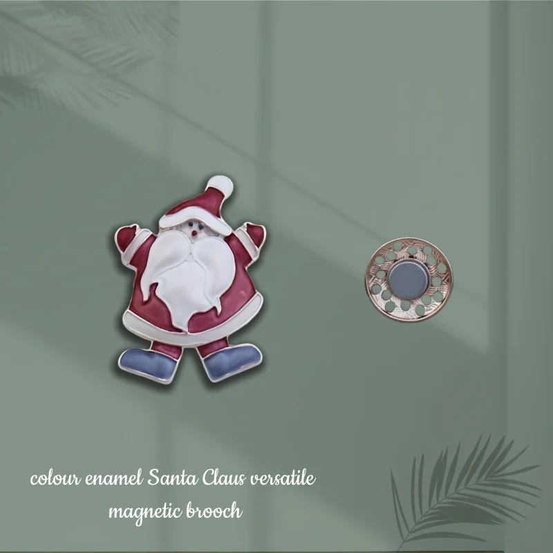 Novo esmalte natal papai noel broche magnético para homens e mulheres versátil papai noel magnético peito crachá broches jóias
