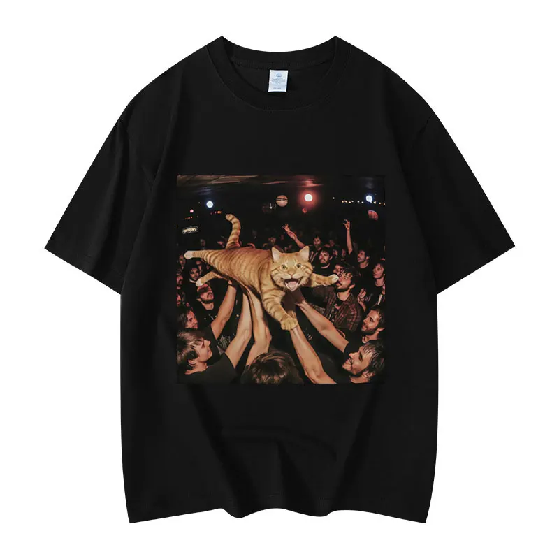 

Funny Rock Show Cat Meme Graphic T Shirts High Quality Fashion Oversized T-shirt Men Women Casual Cotton Short Sleeve T-shirts