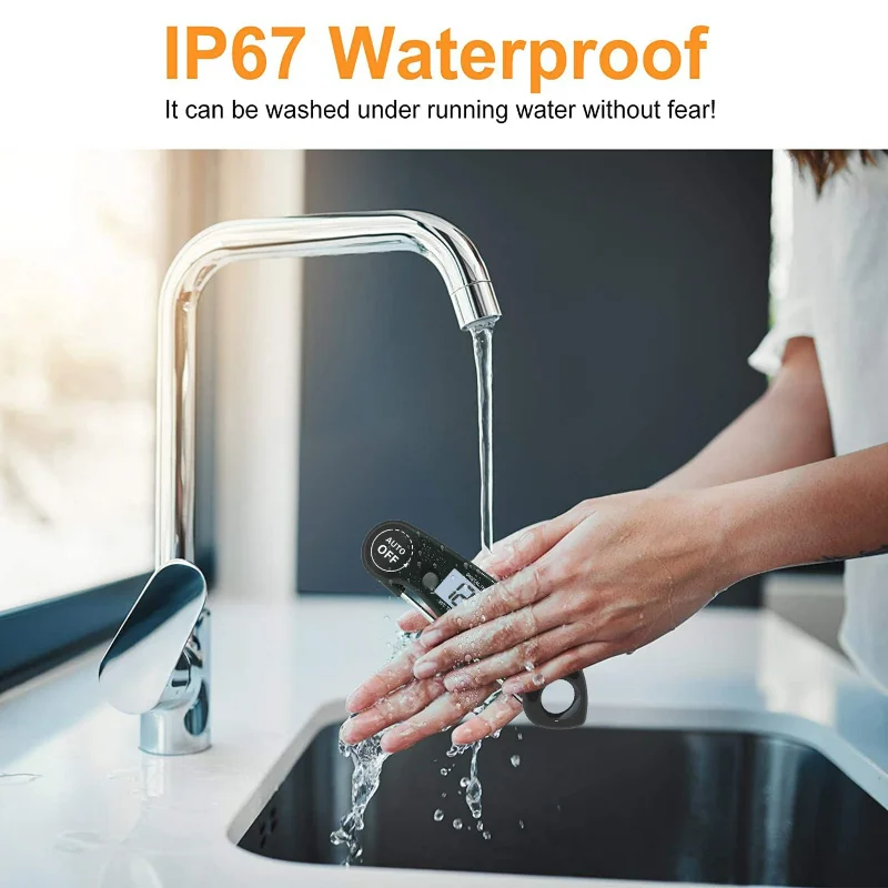 ميزان حرارة اللحوم المريح عالي السرعة للغاية ومقاوم للماء للشواية والمطبخ والشوي في الهواء الطلق وإعدادات الشواء - عيار متعدد الاستخدامات