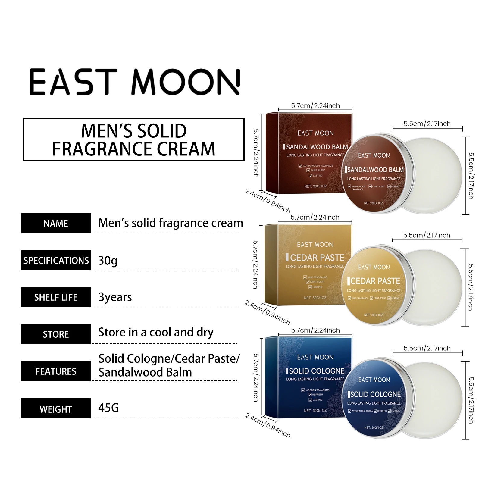 EAST MOON Solid Perfume Balm Men\'s Stocking Stuffer, Gift (Lumbersexual) Long-lasting fragrance Solid Perfume Multiple Styles