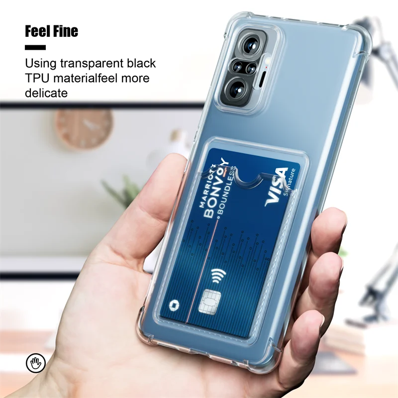 Neue Kartenhalterung Transparente Handyhülle für Xiaomi Redmi Note 10 Pro 10S 11 11s 12 12s 13c Note 13 Pro 5G Hülle – Detail 7