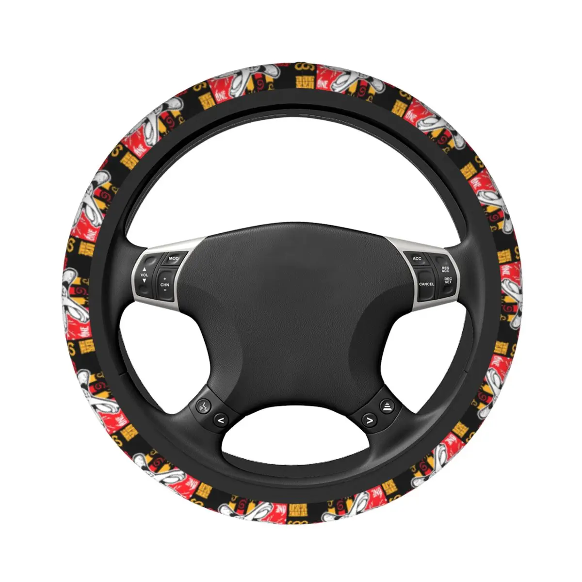 One Piece Car Steering Wheel Cover 37-38 Antislip Luffy Steering Wheel Protective Cover Colorful Auto Decoration Car Accessories