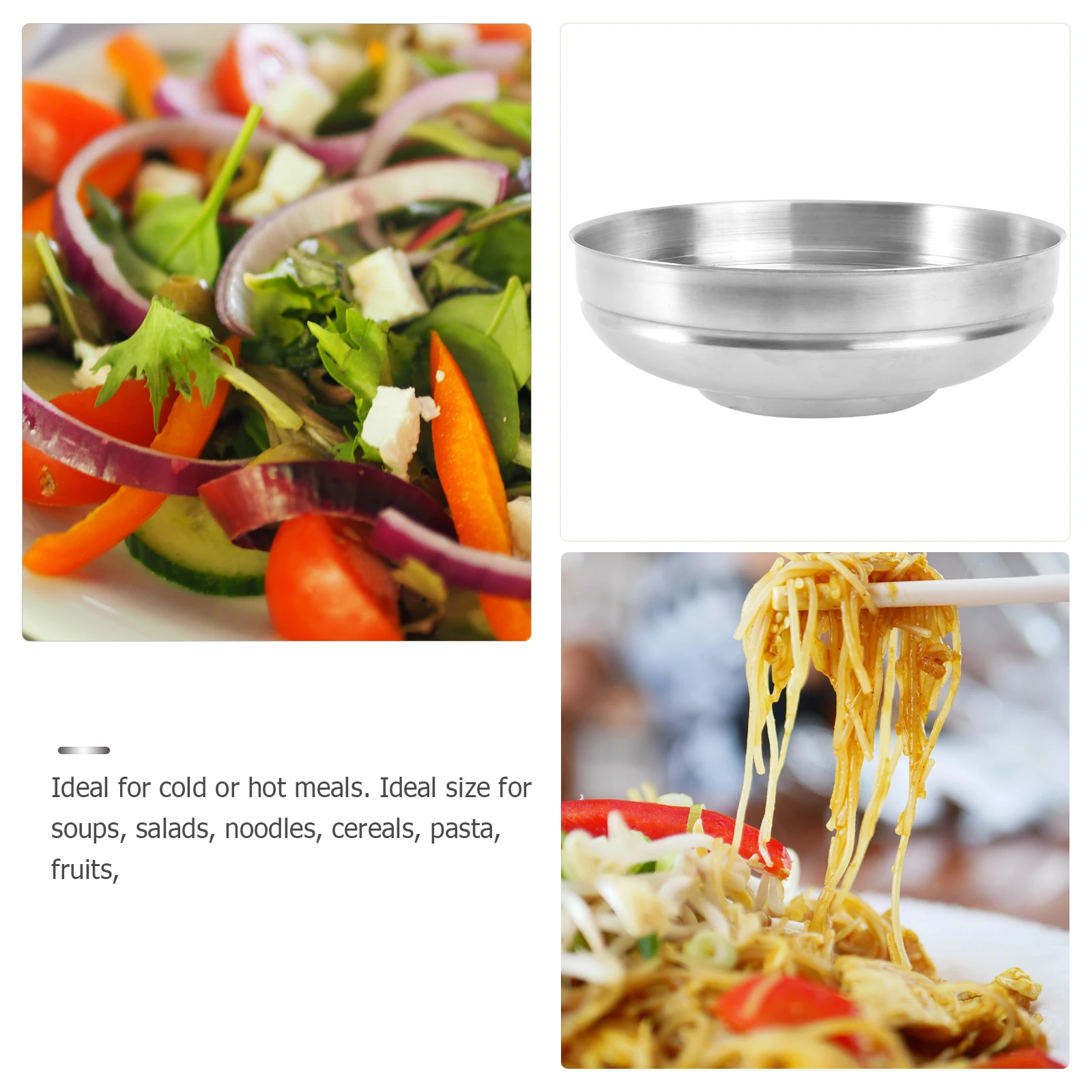 

Stainless Steel Cold Noodle Bowl Large Green Ramen Instant Pasta Soup Kitchenware Tableware Mixed Rice Bowl Beautiful Elegant