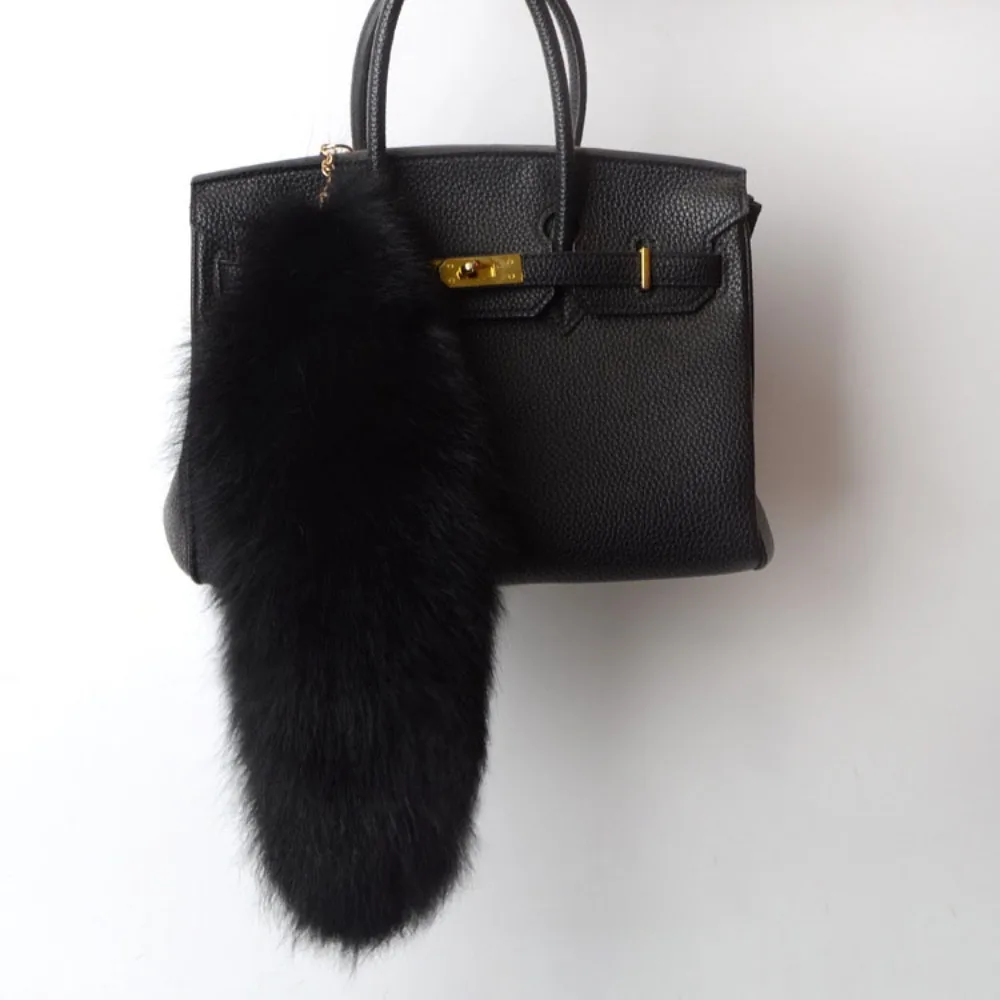 New 40cm Fox Tail Keychain COS Performance Props Beautiful Faux Fur Keyring Bag Pendant Charm