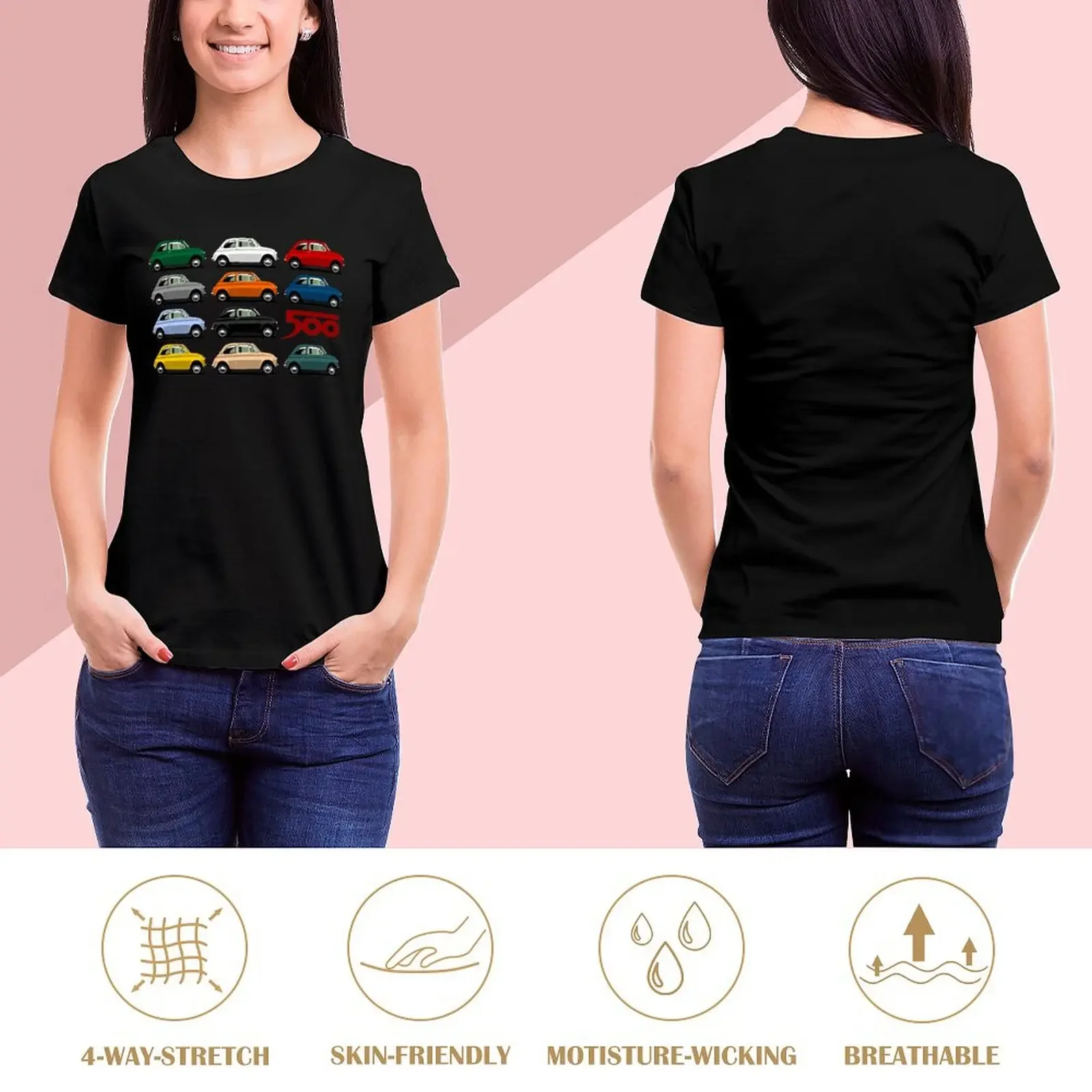 Fiat 500 side view T-Shirt customs design your own animal print shirt for girls anime funny new edition t shirts for Women