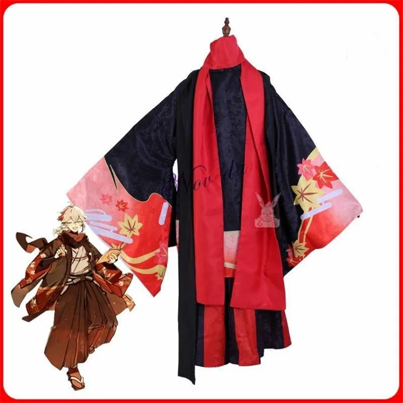 

CyAnime Five Kasen Cosplay Kaedehara Kazuha Cosplay Costume Kimono Halloween Carnival Samurai Costume Prop Wig