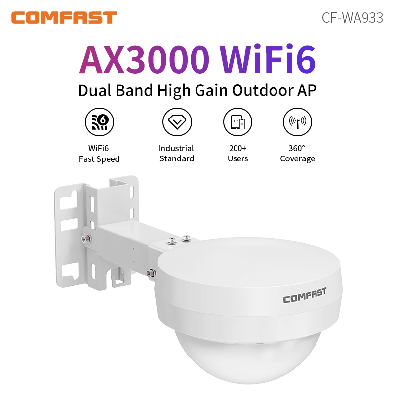 AX3000 Alta Potência WiFi 6 Roteador Ao Ar Livre, 2.4G, 5.8G, Dual Band, AP, IP66, Ponto de Acesso ao Ar Livre, 360 °, Tampa WiFi, Extensor