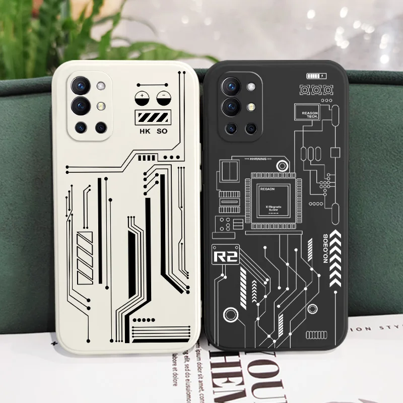 Electronic Lines Phone Case For Oneplus 10 10R 10T 9R 9RT 9 8T 8 7 7T Pro 5G Liquid Silicone Cover