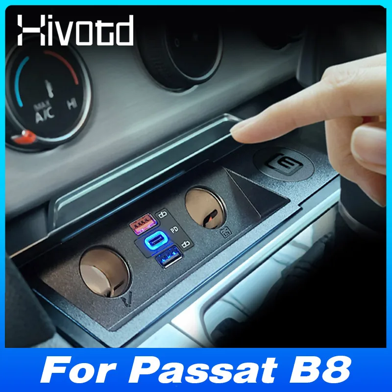

For VW Passat B8 /ARTEON Car Charger Cigarette Lighter Splitter Sockets Modification Fast Cell Phone Charging Adapter Accessorie