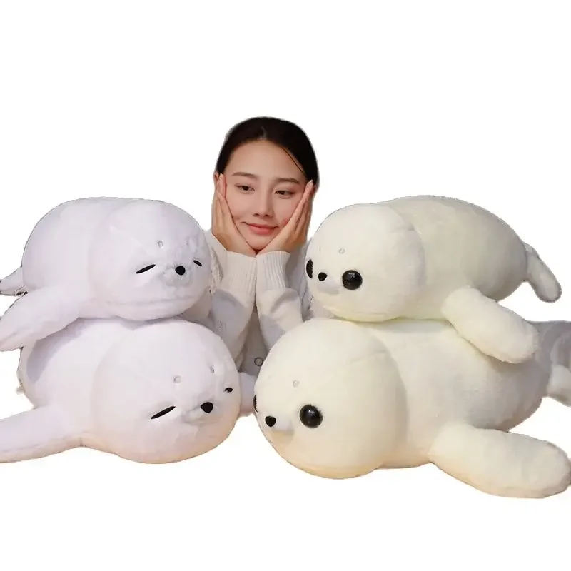 50/60cm Cute White Seal Plush Toy Lifelike Stuffed Marine Life Seal Soft Doll Simulation Seal Pillow Kids Toys Birthday Gift