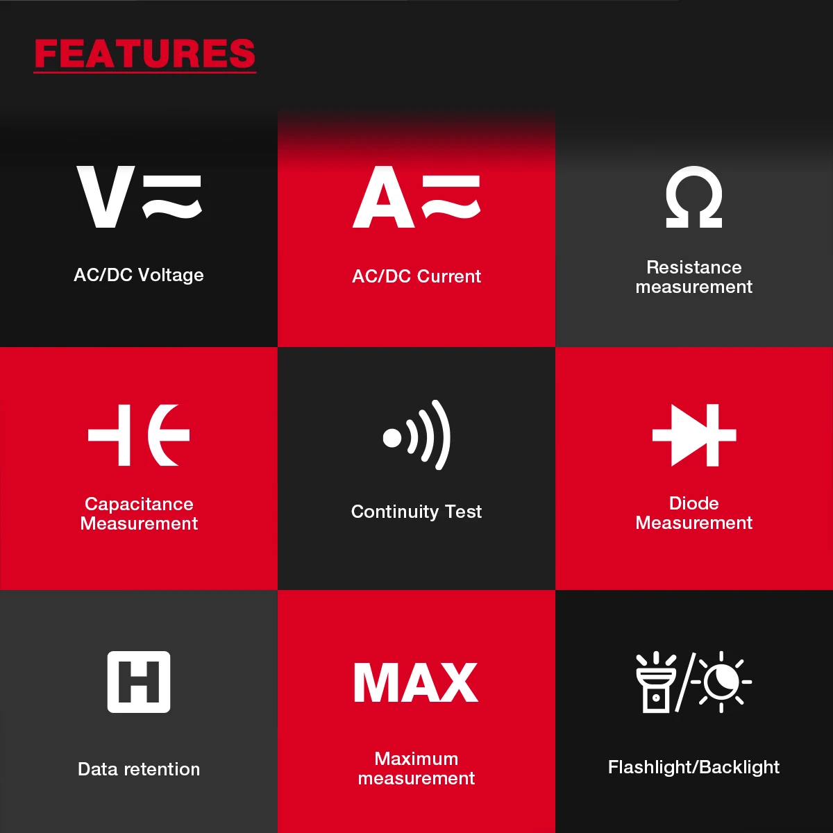 HABOTEST-HT113 Multímetro digital, True-RMS, Voltímetro AC/DC, Amperímetro, Multímetro, Resistência DMM, Ohm, Cap, Hz, Testador de Temp