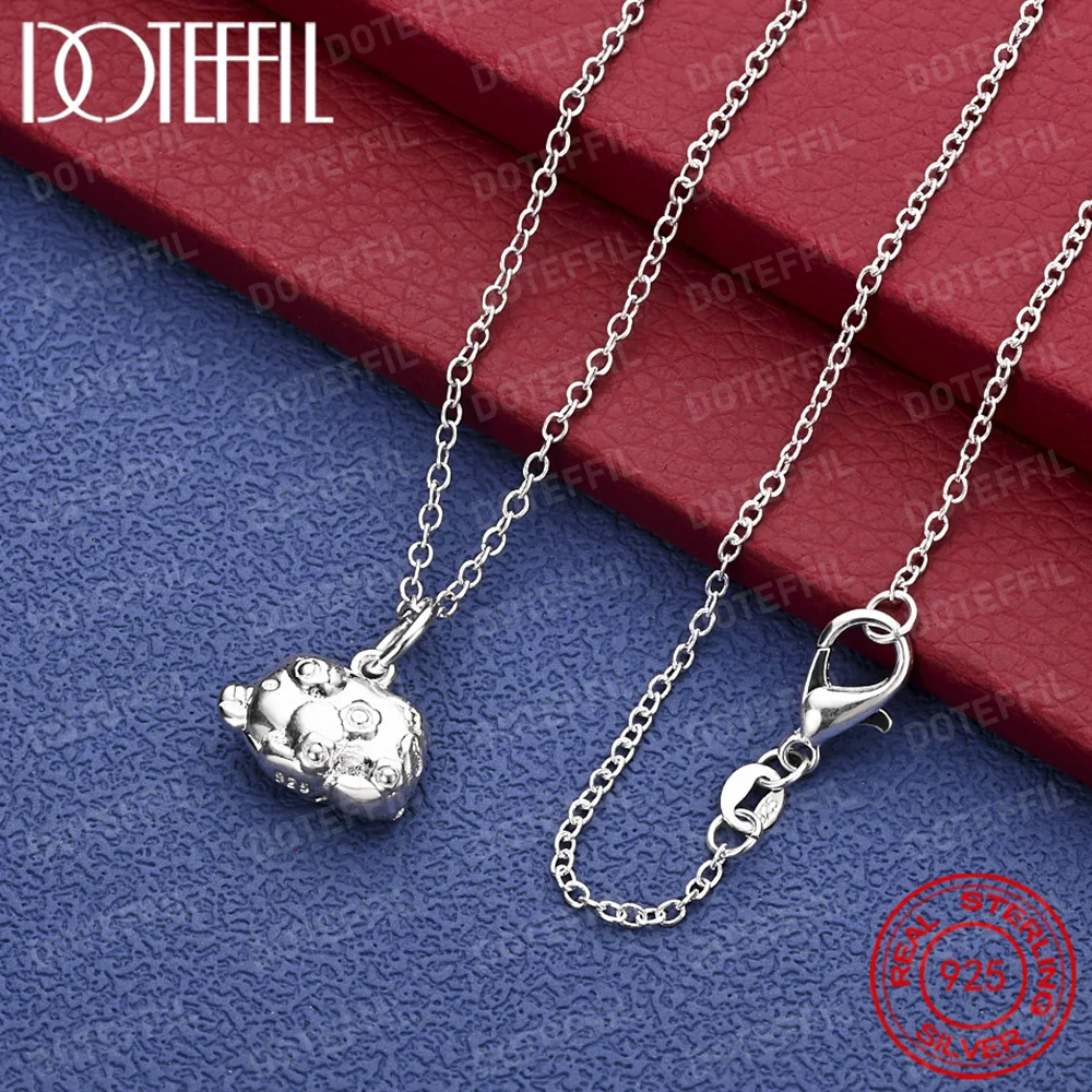925 Sterling Silber Niedliche Schweinchen-Anhänger Halskette für Frauen Charm Party Hochzeit Geschenk Accessoires