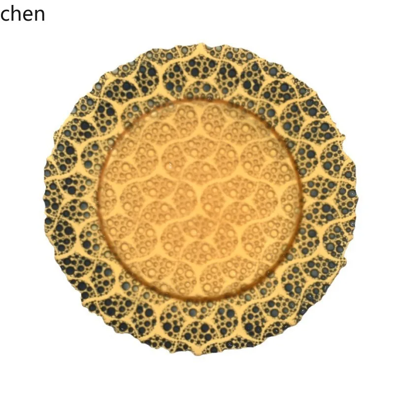 

HXL Colorful Pebble Glass Dinner Plate Multifunctional Decorative Plate for Restaurant