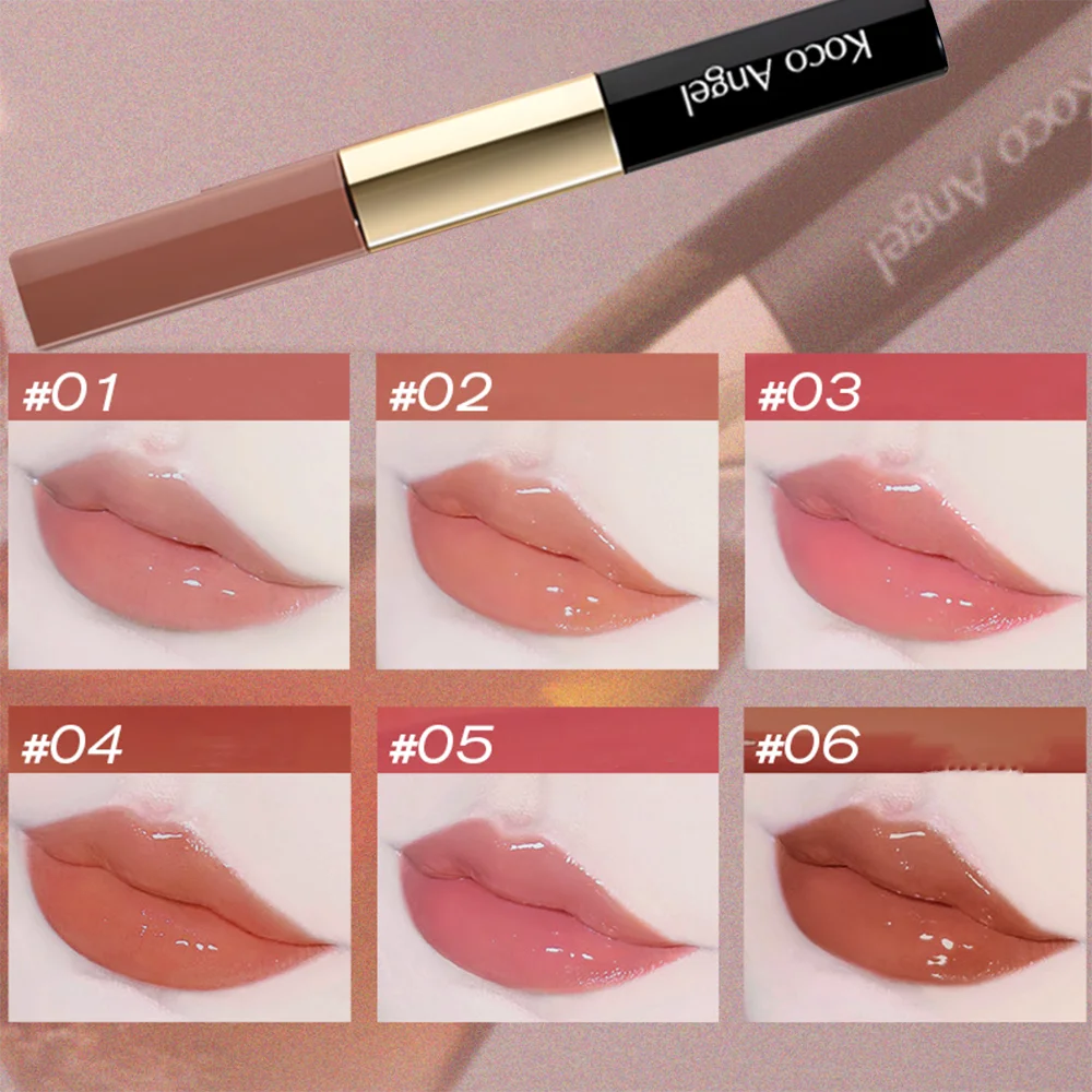 Double headed lip gloss 6 colors Matte Lipstick Waterproof Moisturizing Makeup Cosmetics Lip Balm Nude Lipstick Korean cosmetic