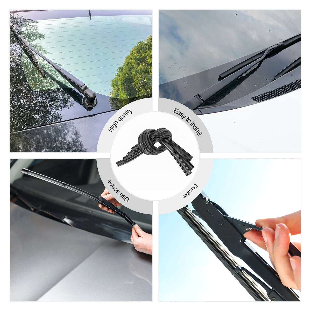 5 Pairs Adhesive Strip Insert Rubber Strips Gluesticks 6mm Windshield Wiper Blades Refills Frameless Car