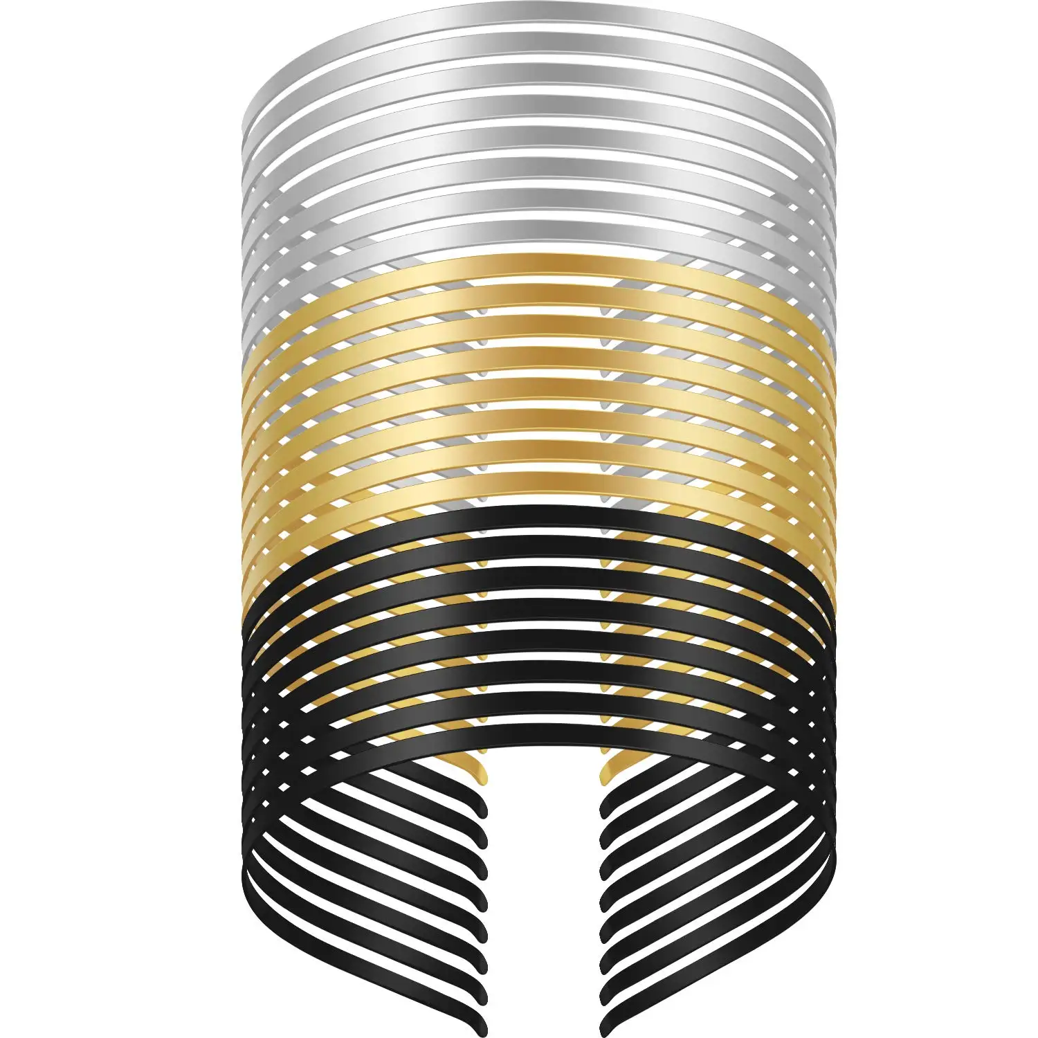 

24 Pack Smooth Metal Headbands, Thin Bulk Hair Bands for DIY, Black Silver Gold, 5.7x4.7 Inches