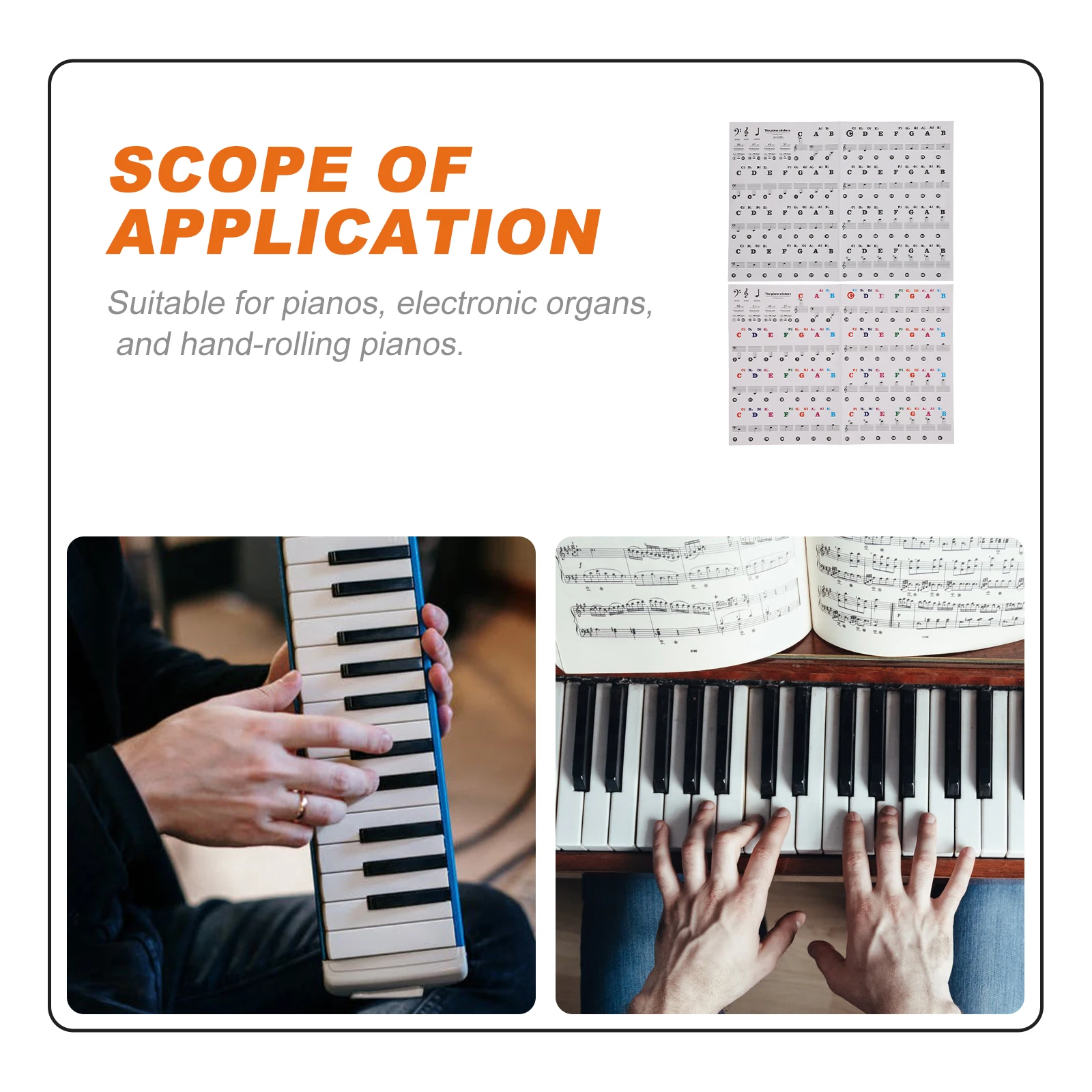 

2Pcs Piano Keyboard Stickers Large Clear Letters PVC Durable for Beginners Learning Music Notes Introductory Piano