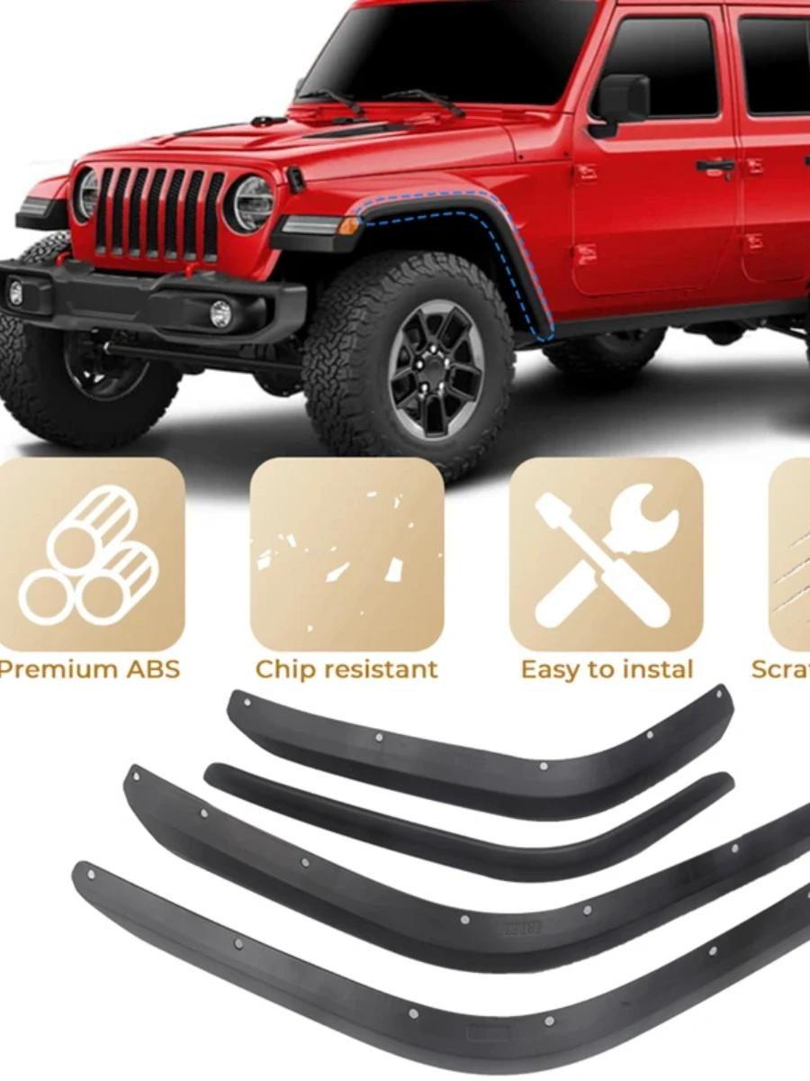4 teile/satz Auto Vorne Hinten Rad Fender Flares Für Jeep Für Wrangler JL 2018 + (Für Niedrigen Kotflügel Modelle)