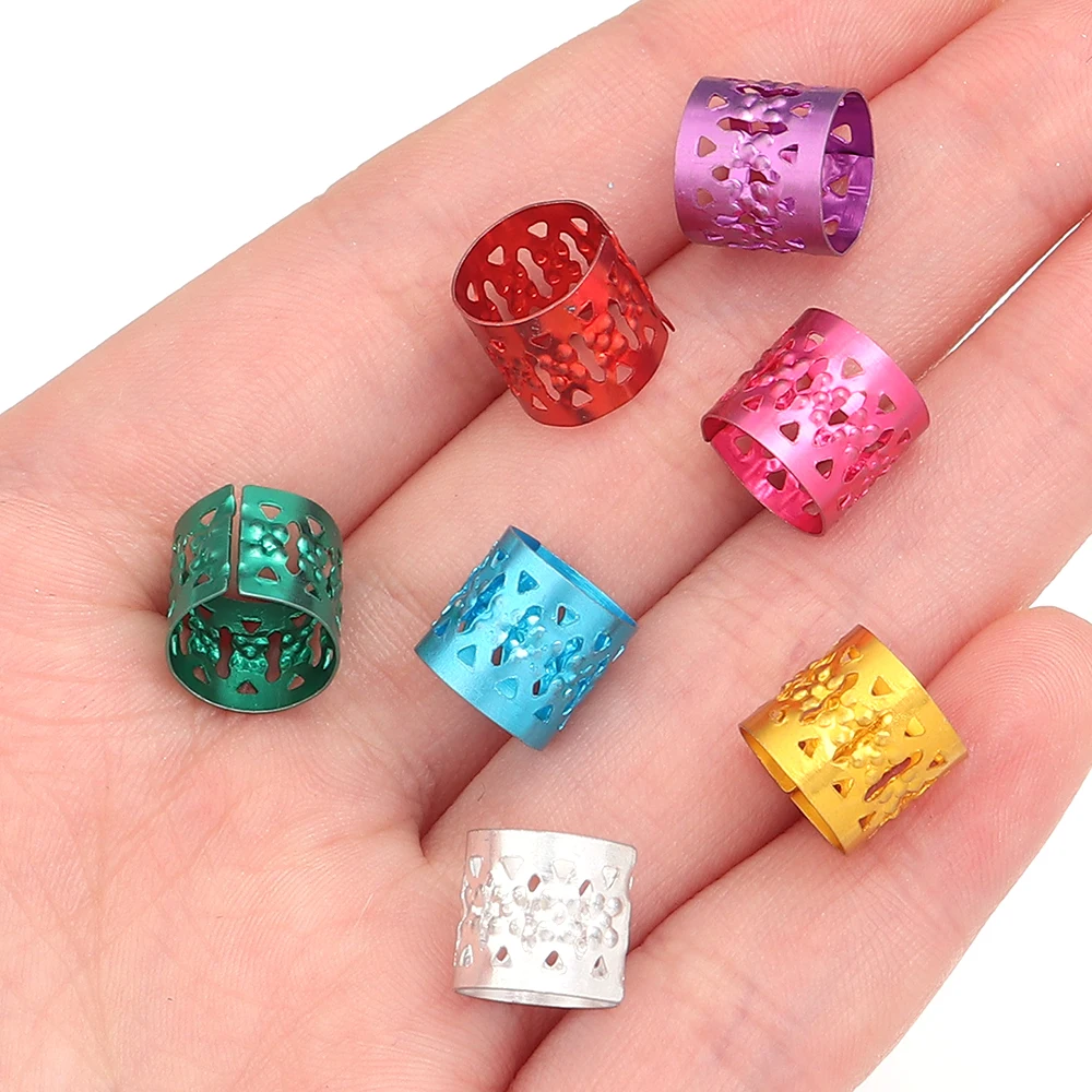 100 ชิ้น 9x8 มิลลิเมตรขนาดเล็ก Silver Gold Plated แหวนผม Braid Dreadlocks Hole Micro ลูกปัดปรับคลิปผมจัดแต่งทรงผม