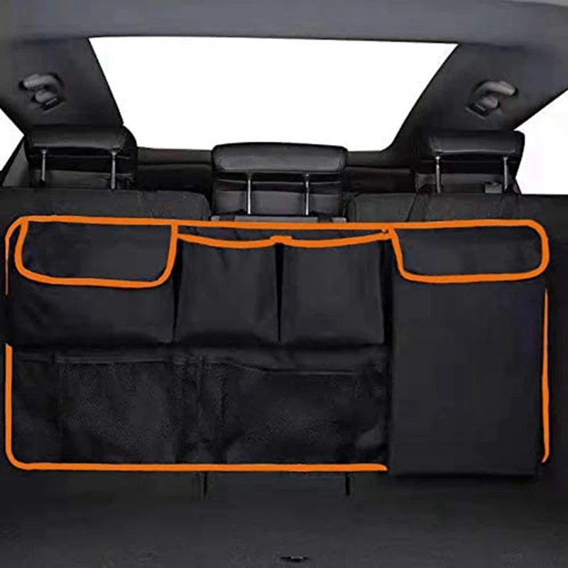 Car Trunk Storage Bag Car Rear Seat Storage Bag Tidy Trunk Storage Box With 6 Pockets 3 Adjustable Shoulder Straps