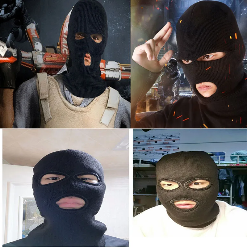 محبوك 3 ثقوب قناع للتزلج يندبروف كامل الوجه قبعات متماسكة مخصص SkiMask الرجال الدافئة الصوف بالاكلافا التطريز الشتاء القبعات الألوان