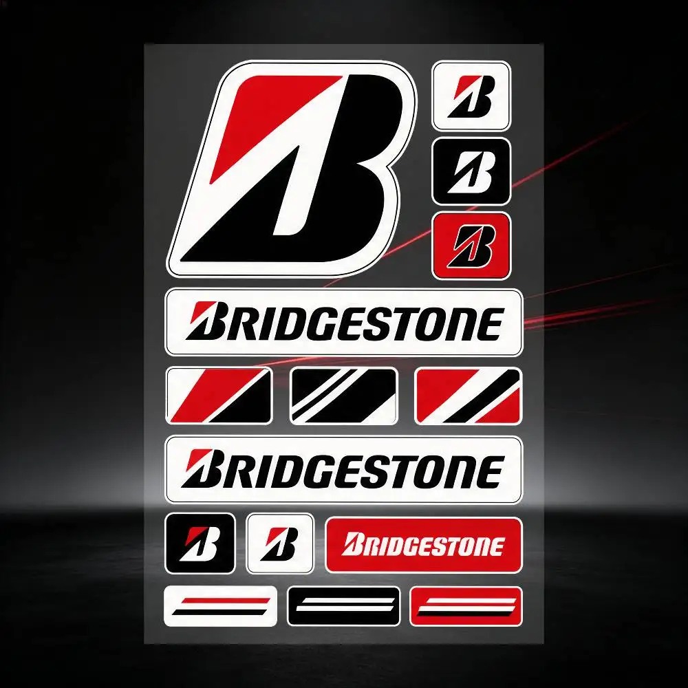 Bridgestone Long Lasting Waterproof Reflective Sticker Scratch Conceal Fit Motorcycle Car Helmet Fridge Decals