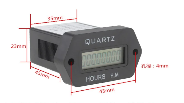 Digitaler Stundenzähler Quarz LCD Accumulate Timer Counter 999999.59 Snap-in Vehicle Boat Truck Motorcycle for Generator DC 6-36V – Detail 5