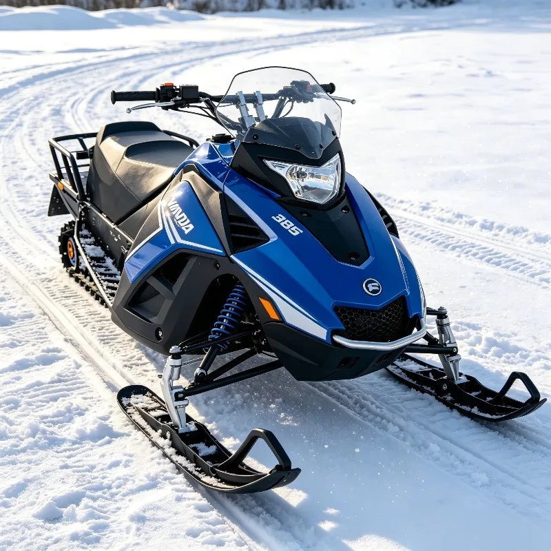 Heavy Duty 380cc Petrol Snowmobile CVT Transmission Reverse Gear Low Speed Snow Sled Winter Leisure All Terrain Track Vehicle
